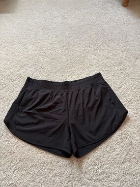 Women's Black Athletic Shorts with Elastic Waistband